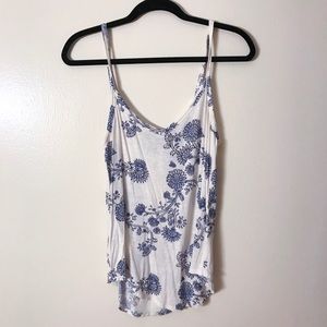 Light White and Floral Blue Tank